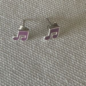 Purple music note earrings